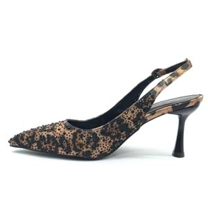 Feles Taş Detaylı Arkası Açık Stiletto Kadın Topuklu Ayakkabı