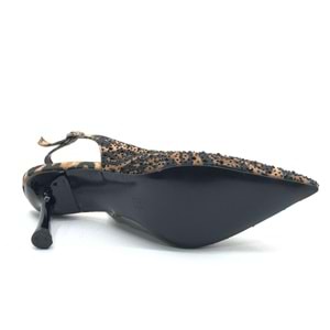 Feles Taş Detaylı Arkası Açık Stiletto Kadın Topuklu Ayakkabı