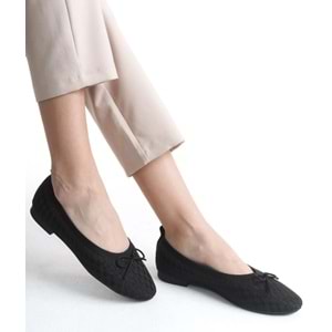 Feles Triko Fiyonk Detaylı Kadın Babet Ayakkabı