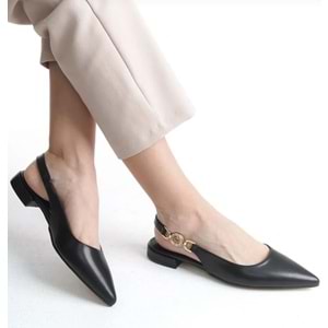 Feles Yan Toka Detaylı Arkası Açık Kadın Babet Ayakkabı