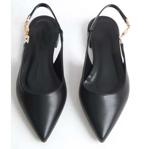 Feles Yan Toka Detaylı Arkası Açık Kadın Babet Ayakkabı