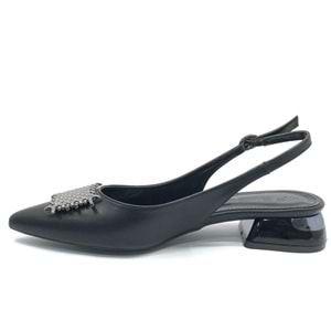 Feles Toka Detaylı Kısa Topuklu Arkası Açık Kadın Babet Ayakkabı