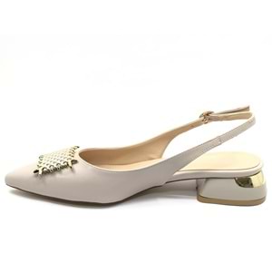 Feles Toka Detaylı Kısa Topuklu Arkası Açık Kadın Babet Ayakkabı