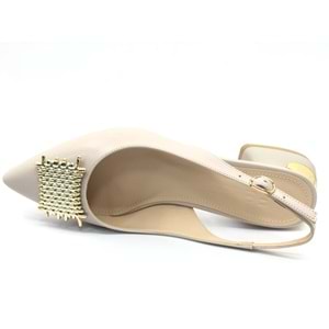 Feles Toka Detaylı Kısa Topuklu Arkası Açık Kadın Babet Ayakkabı