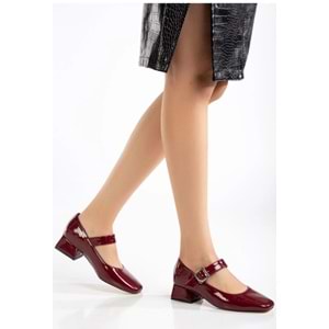 Feles Pars Jane Küt Burunlu Kadın Kısa Topuklu Kadın Babet Ayakkabı