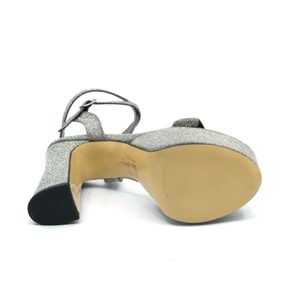 Feles 13 cm Yüksek Platform Tek Bant Topuklu Taşlı Kadın Abiye Ayakkabı