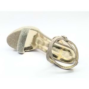 Feles 13 cm Yüksek Platform Tek Bant Topuklu Taşlı Kadın Abiye Ayakkabı