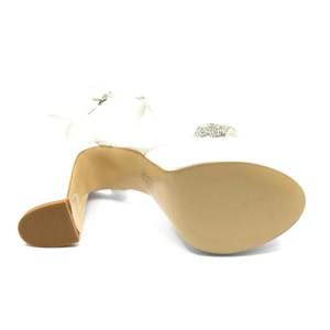 Feles 13 cm Yüksek Platform Tek Bant Topuklu Taşlı Kadın Abiye Ayakkabı