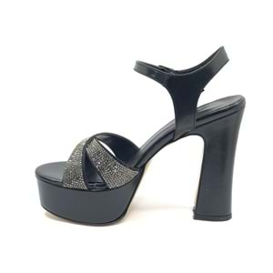 Feles 13 cm Yüksek Platform Çapraz Bant Topuklu Taşlı Kadın Abiye Ayakkabı