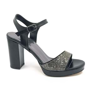Feles Taşlı Platform Tek Bant Topuklu Kadın Abiye Ayakkabı