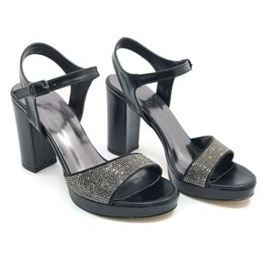Feles Taşlı Platform Tek Bant Topuklu Kadın Abiye Ayakkabı