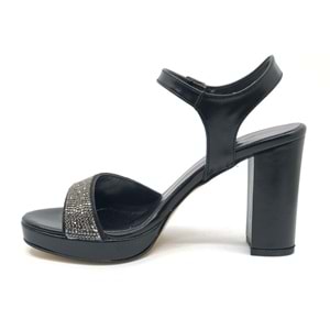 Feles Taşlı Platform Tek Bant Topuklu Kadın Abiye Ayakkabı