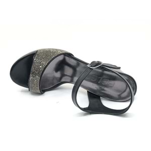 Feles Taşlı Platform Tek Bant Topuklu Kadın Abiye Ayakkabı