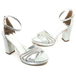 Feles Çapraz Üç Şerit Taşlı 10 cm Platform Topuklu Kadın Abiye Ayakkabı