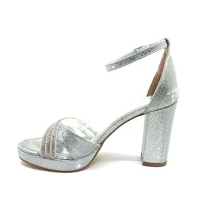 Feles Çapraz Üç Şerit Taşlı 10 cm Platform Topuklu Kadın Abiye Ayakkabı