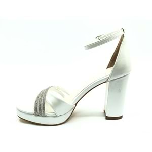 Feles Çapraz Üç Şerit Taşlı 10 cm Platform Topuklu Kadın Abiye Ayakkabı