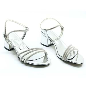 Mehtap Çapraz Üç Şerit Taşlı 5 cm Kadın Abiye Topuklu Ayakkabı