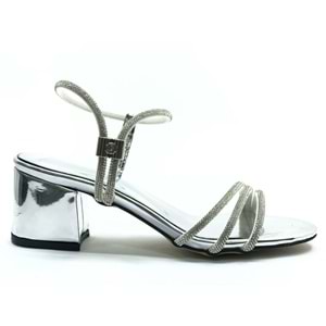 Mehtap Çapraz Üç Şerit Taşlı 5 cm Kadın Abiye Topuklu Ayakkabı