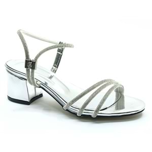 Mehtap Çapraz Üç Şerit Taşlı 5 cm Kadın Abiye Topuklu Ayakkabı