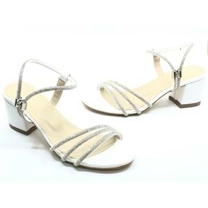 Mehtap Çapraz Üç Şerit Taşlı 5 cm Kadın Abiye Topuklu Ayakkabı