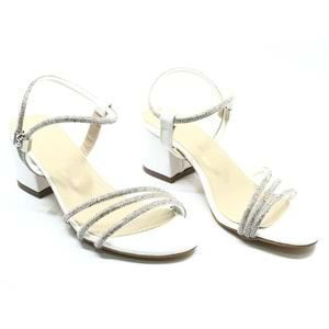 Mehtap Çapraz Üç Şerit Taşlı 5 cm Kadın Abiye Topuklu Ayakkabı