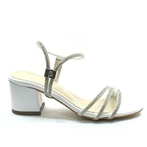 Mehtap Çapraz Üç Şerit Taşlı 5 cm Kadın Abiye Topuklu Ayakkabı