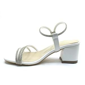 Mehtap Çapraz Üç Şerit Taşlı 5 cm Kadın Abiye Topuklu Ayakkabı