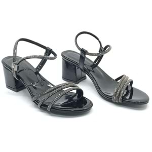 Mehtap Çapraz Üç Şerit Taşlı 5 cm Kadın Abiye Topuklu Ayakkabı