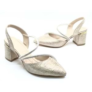 Mehtap Çift Şerit Taşlı Kadın Abiye Topuklu Ayakkabı