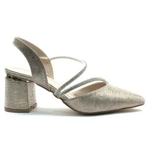 Mehtap Çift Şerit Taşlı Kadın Abiye Topuklu Ayakkabı