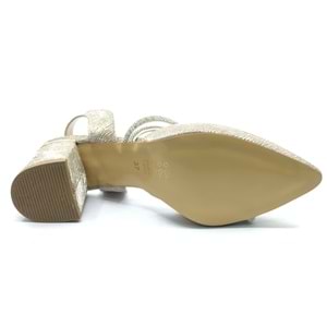 Mehtap Çift Şerit Taşlı Kadın Abiye Topuklu Ayakkabı