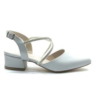 Asya Bilek Şerit Taşlı Çapraz Bantlı Kısa Topuklu Klasik Kadın Topuklu Ayakkabı