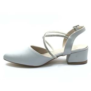 Asya Bilek Şerit Taşlı Çapraz Bantlı Kısa Topuklu Klasik Kadın Topuklu Ayakkabı