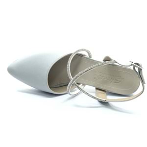 Asya Bilek Şerit Taşlı Çapraz Bantlı Kısa Topuklu Klasik Kadın Topuklu Ayakkabı