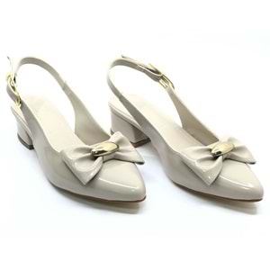 Mehtap Arkası Açık Fiyonk Detaylı Klasik Kadın Topuklu Ayakkabı