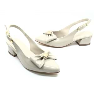 Mehtap Arkası Açık Fiyonk Detaylı Klasik Kadın Topuklu Ayakkabı