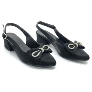 Mehtap Arkası Açık Fiyonk Taş Detaylı Klasik Kadın Topuklu Ayakkabı