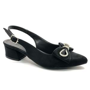 Mehtap Arkası Açık Fiyonk Taş Detaylı Klasik Kadın Topuklu Ayakkabı