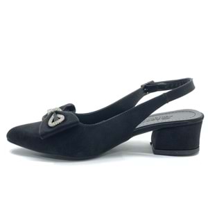 Mehtap Arkası Açık Fiyonk Taş Detaylı Klasik Kadın Topuklu Ayakkabı