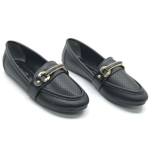 Mehtap Toka Detaylı Delikli Düz Taban Kadın Babet Ayakkabı