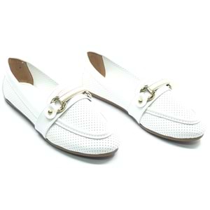 Mehtap Toka Detaylı Delikli Düz Taban Kadın Babet Ayakkabı