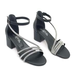 İremsu Dört Şerit Taş Detaylı Kısa Topuklu Kadın Abiye Ayakkabı