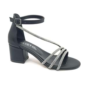 İremsu Dört Şerit Taş Detaylı Kısa Topuklu Kadın Abiye Ayakkabı