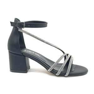 İremsu Dört Şerit Taş Detaylı Kısa Topuklu Kadın Abiye Ayakkabı