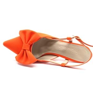 Feles Kurdela Detaylı Arkası Açık Stiletto Kadın Topuklu Ayakkabı