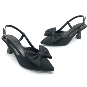 Feles Kurdela Detaylı Arkası Açık Stiletto Kadın Topuklu Ayakkabı