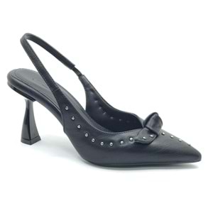 Feles Zımba Kurdela Detaylı Arkası Açık Stiletto Kadın Topuklu Ayakkabı