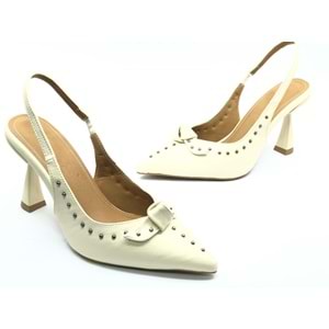 Feles Zımba Kurdela Detaylı Arkası Açık Stiletto Kadın Topuklu Ayakkabı