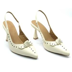 Feles Zımba Kurdela Detaylı Arkası Açık Stiletto Kadın Topuklu Ayakkabı