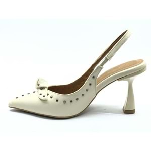 Feles Zımba Kurdela Detaylı Arkası Açık Stiletto Kadın Topuklu Ayakkabı